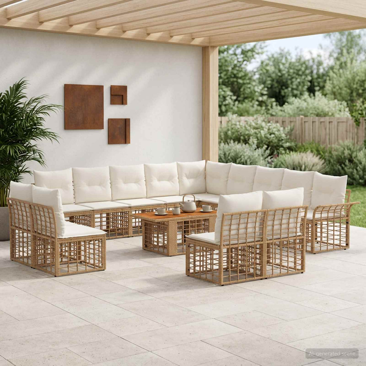 vidaXL Tuinbank Set 14 st Zwart en Donkergrijs poly rattan