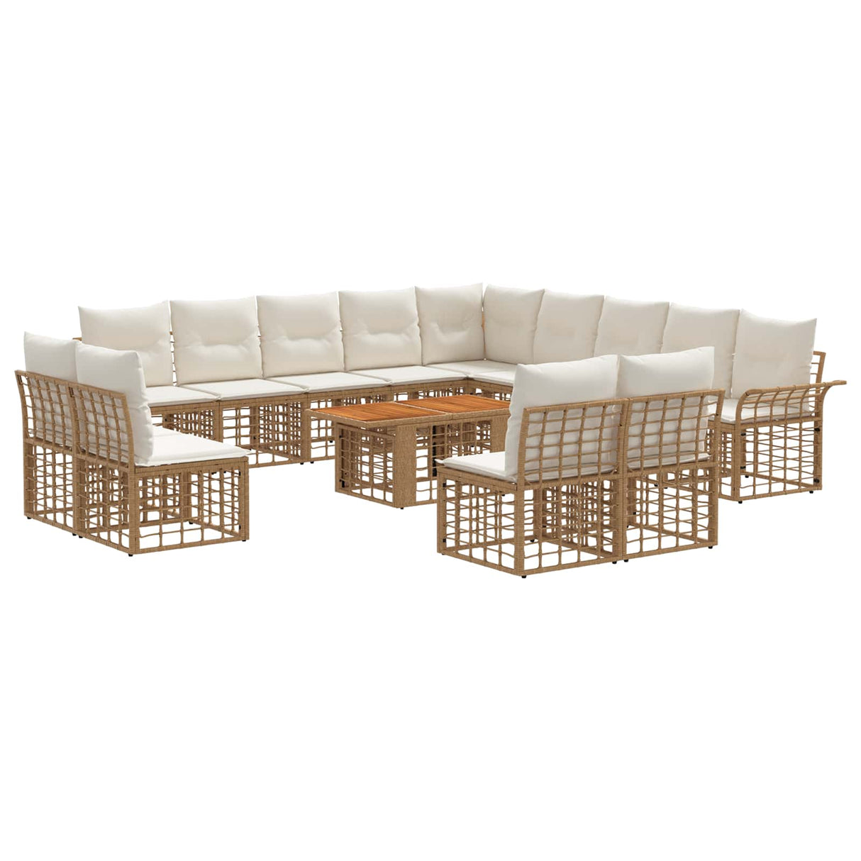 vidaXL Tuinbank Set 14 st Zwart en Donkergrijs poly rattan