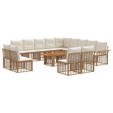 vidaXL Tuinbank Set 14 st Zwart en Donkergrijs poly rattan