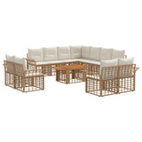 vidaXL Tuinbank Set 12 st Zwart en Donkergrijs poly rattan