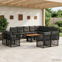 vidaXL Tuinbank Set 13 st Zwart en Donkergrijs poly rattan