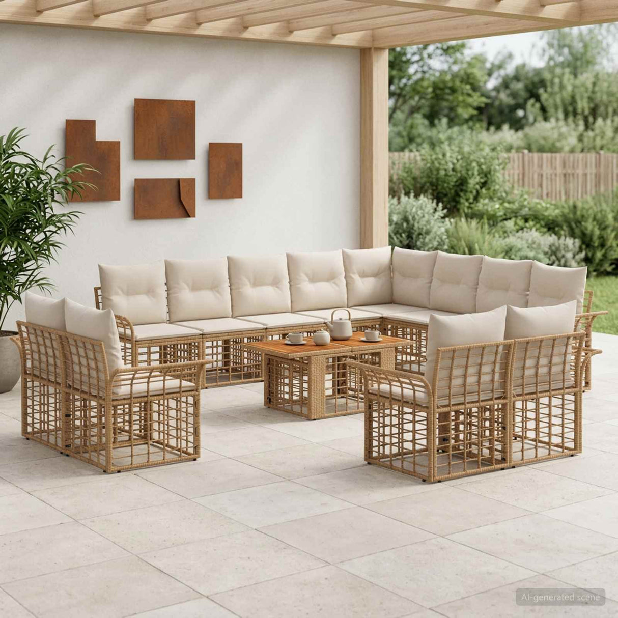 vidaXL Tuinbank Set 13 st Zwart en Donkergrijs poly rattan