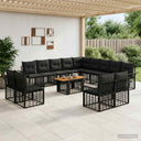 vidaXL Tuinbank Set 14 st Zwart en Donkergrijs poly rattan
