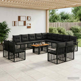 vidaXL Tuinbank Set 14 st Zwart en Donkergrijs poly rattan