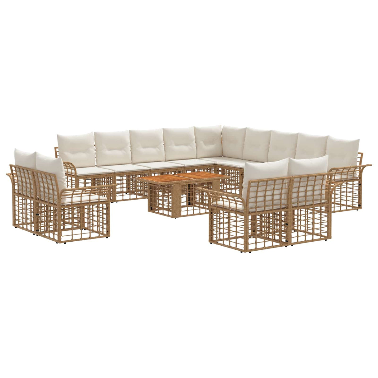 vidaXL Tuinbank Set 14 st Zwart en Donkergrijs poly rattan