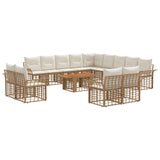 vidaXL Tuinbank Set 14 st Zwart en Donkergrijs poly rattan