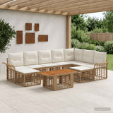 vidaXL Garden Bench Set 10 pcs Black and Dark Grey poly rattan