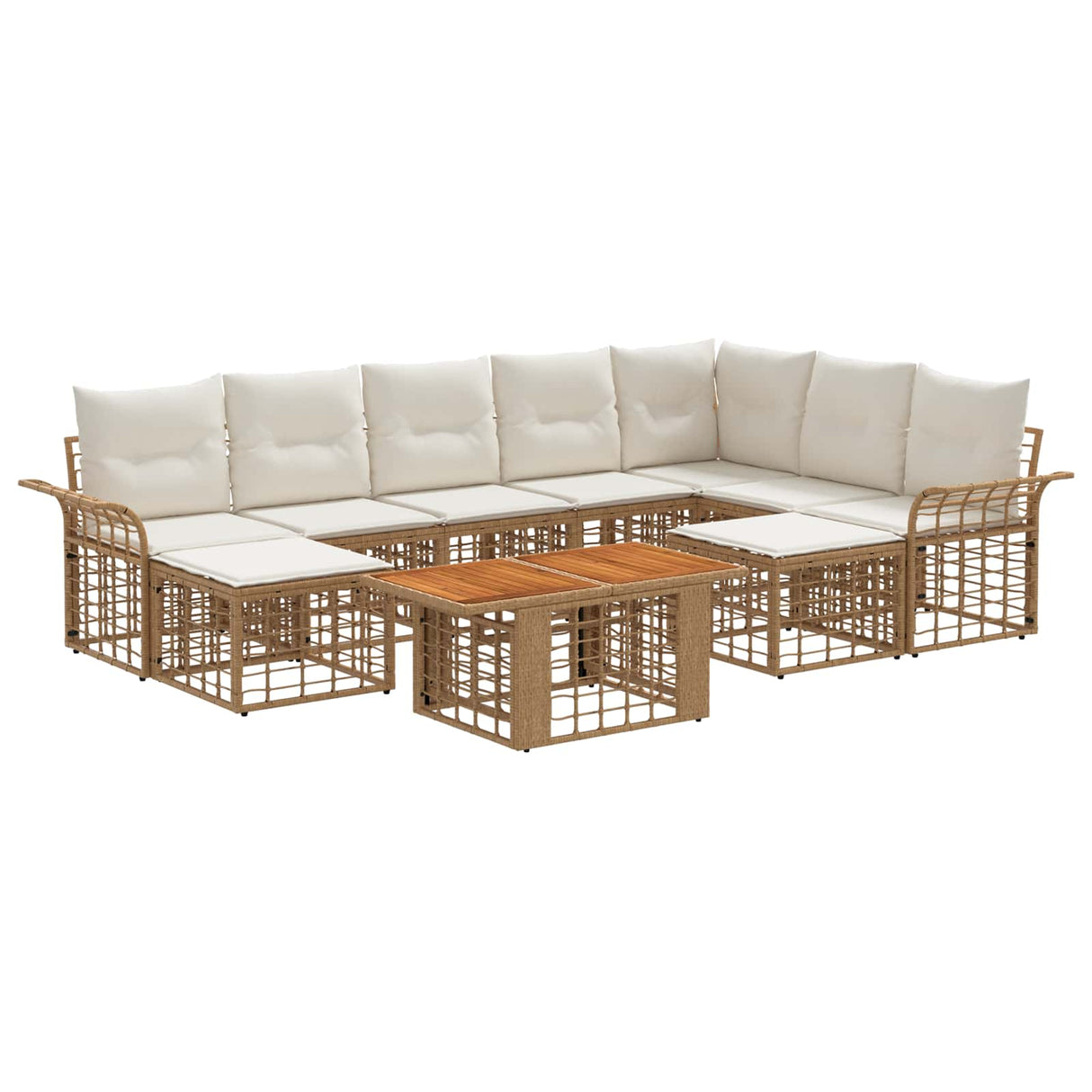 vidaXL Garden Bench Set 10 pcs Black and Dark Grey poly rattan