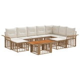 vidaXL Garden Bench Set 10 pcs Black and Dark Grey poly rattan