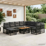 vidaXL Garden Bench Set 11 pcs Black and Dark Gray poly rattan