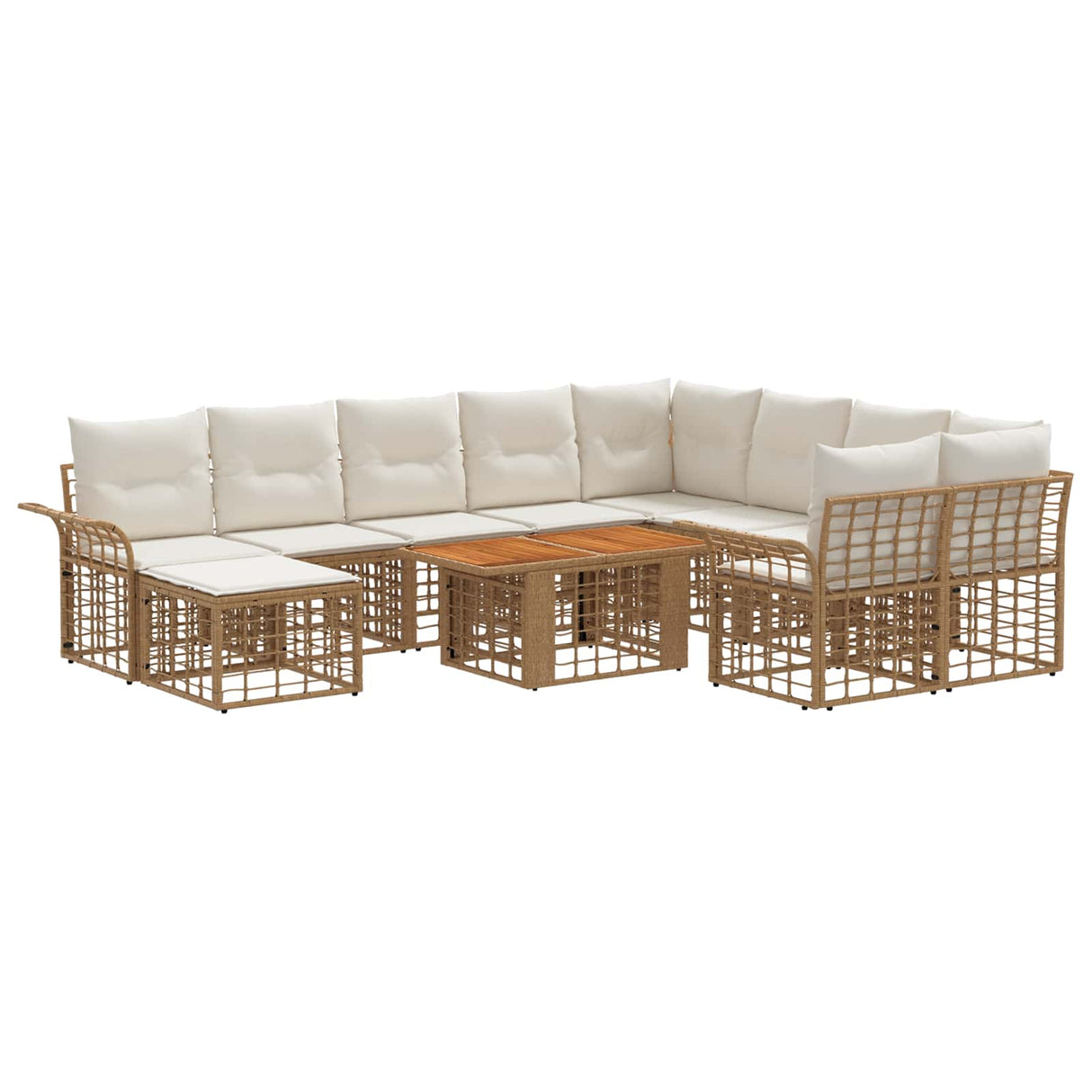 vidaXL Garden Bench Set 11 pcs Black and Dark Gray poly rattan