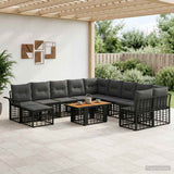vidaXL Tuinbank Set 12 st Zwart en Donkergrijs poly rattan
