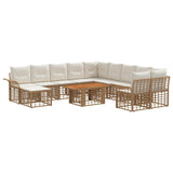 vidaXL Tuinbank Set 12 st Zwart en Donkergrijs poly rattan