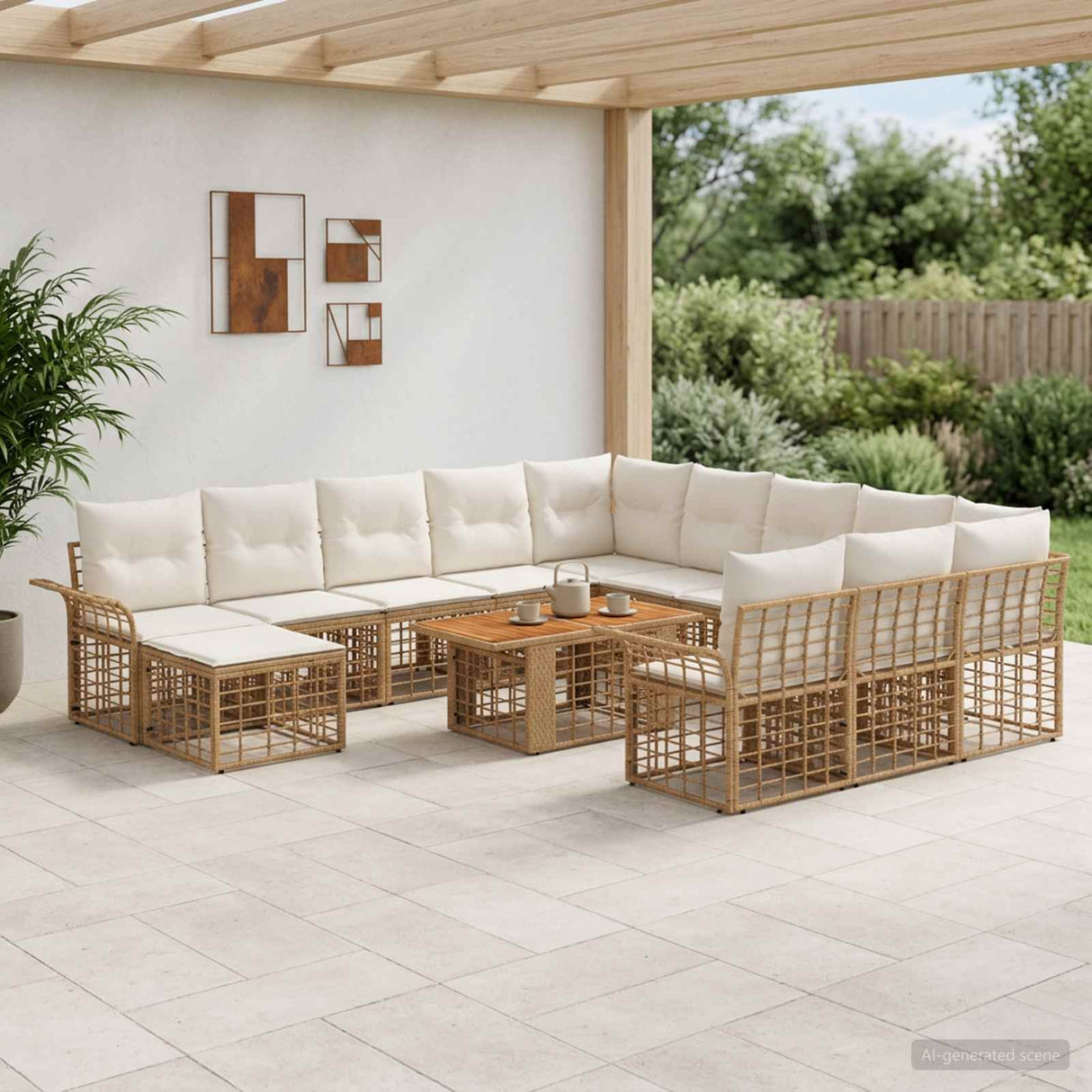 vidaXL Tuinbank Set 13 st Zwart en Donkergrijs poly rattan