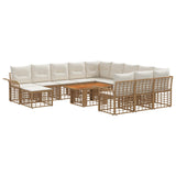 vidaXL Tuinbank Set 13 st Zwart en Donkergrijs poly rattan