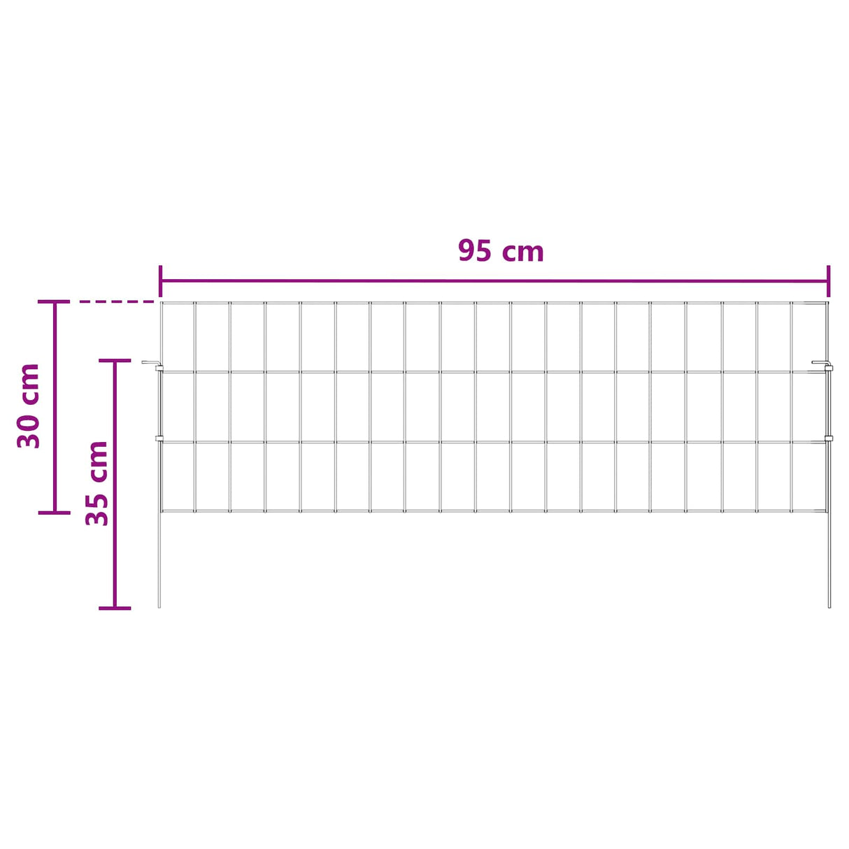 vidaXL Tuinhek met palen 48 pcs 95 x 30 cm Mesh Gegalvaniseerd staal