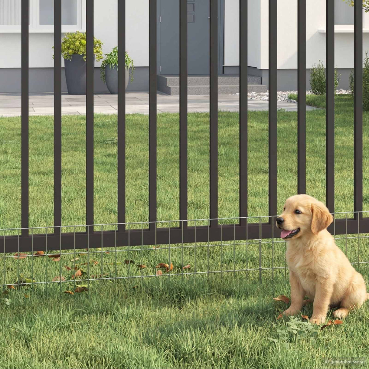 vidaXL Tuinhek met palen 48 pcs 95 x 30 cm Mesh Gegalvaniseerd staal