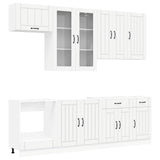vidaXL Keukenblok LUCCA 8 pcs Wit Bewerkt hout