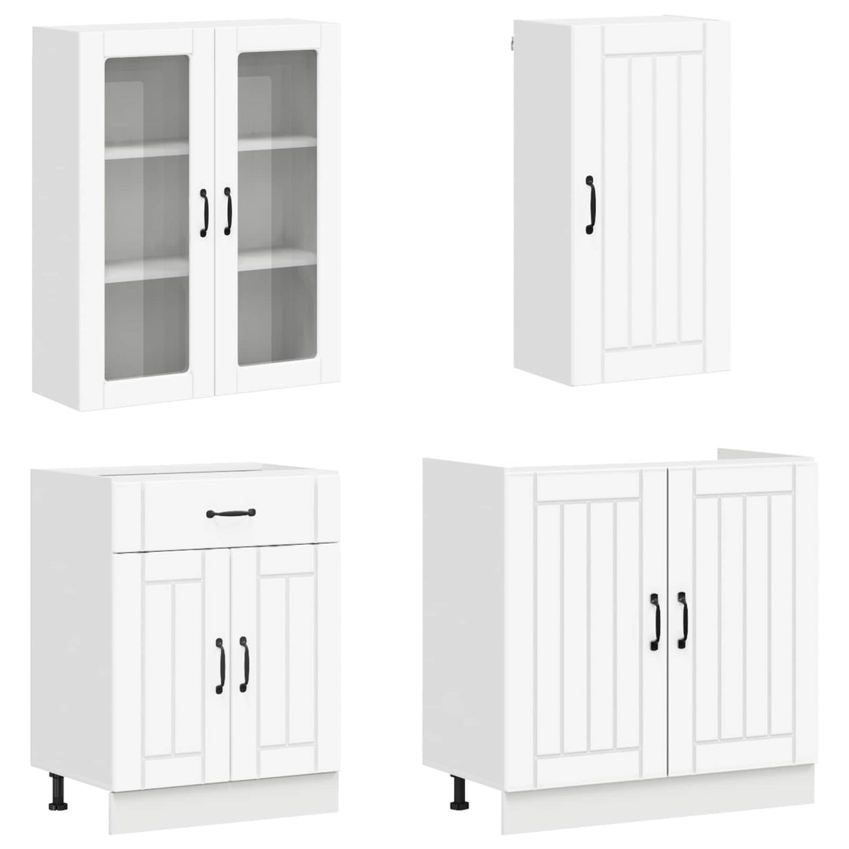 vidaXL Keukenblok LUCCA 8 pcs Wit Bewerkt hout