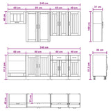 vidaXL Keukenblok LUCCA 8 pcs Wit Bewerkt hout