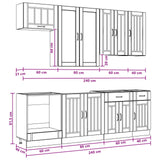 vidaXL Keukenblok LUCCA 8 pcs Wit Bewerkt hout