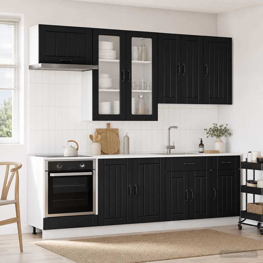 vidaXL Keukenblok LUCCA 8 pcs Wit Bewerkt hout