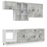vidaXL Keukenblok LUCCA 8 pcs Wit Bewerkt hout