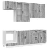 vidaXL Keukenblok LUCCA 8 pcs Wit Bewerkt hout