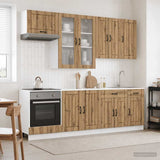 vidaXL Keukenblok LUCCA 8 pcs Wit Bewerkt hout