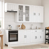 vidaXL Keukenblok LUCCA 8 pcs Wit Bewerkt hout