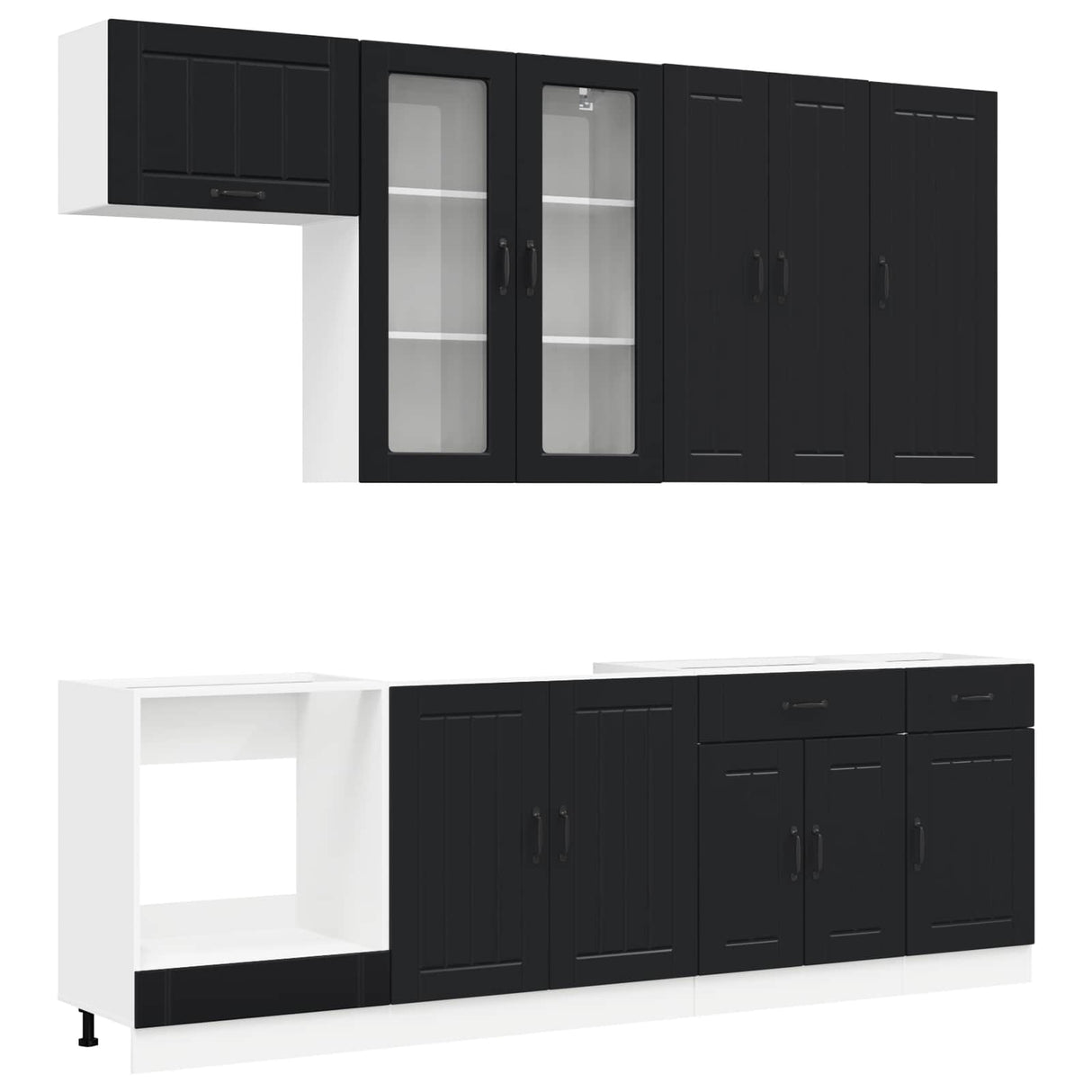 vidaXL Keukenblok LUCCA 8 pcs Wit Bewerkt hout