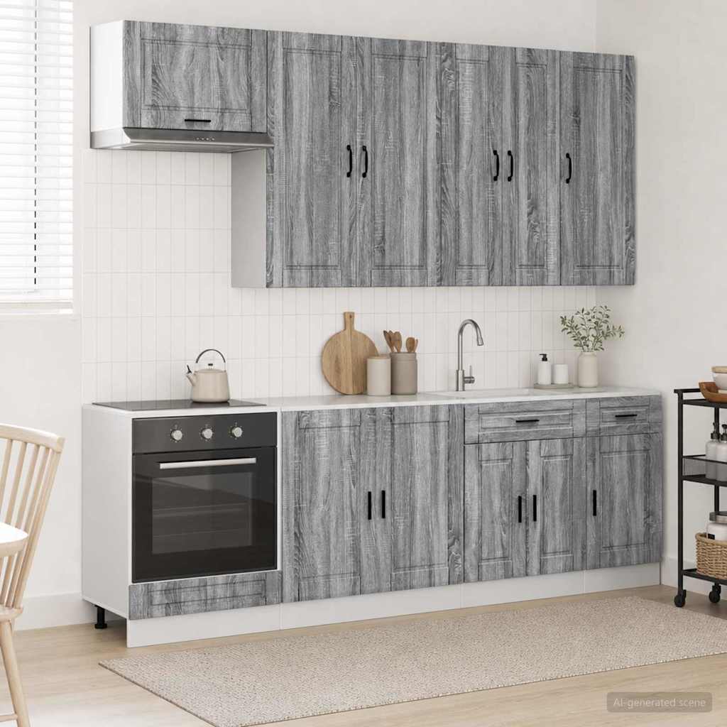 vidaXL Kitchen Set PORTO 8 pcs White Engineered Wood