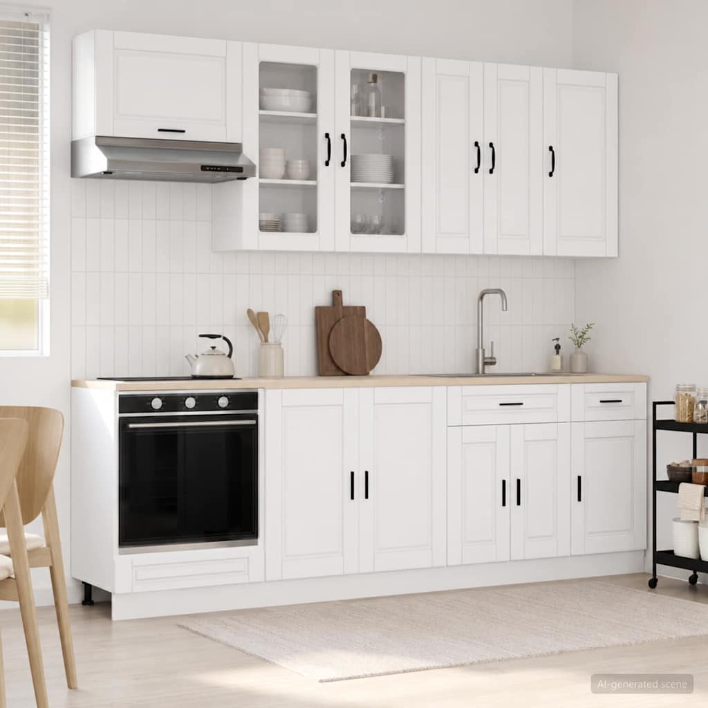 vidaXL Kitchen Set PORTO 8 pcs White Engineered Wood