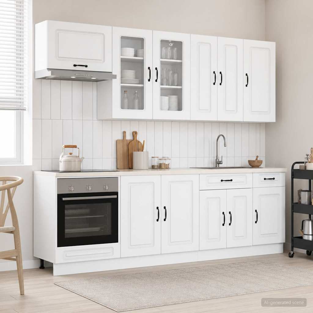 vidaXL Keukenblok KALMAR 8 pcs Wit Bewerkt hout