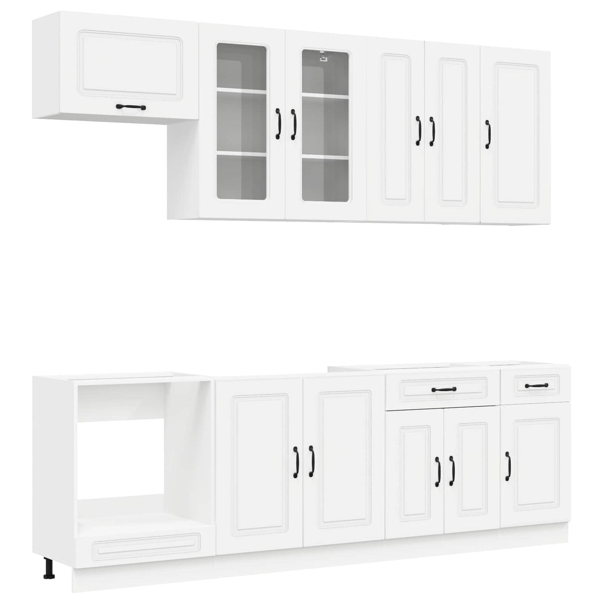 vidaXL Keukenblok KALMAR 8 pcs Wit Bewerkt hout