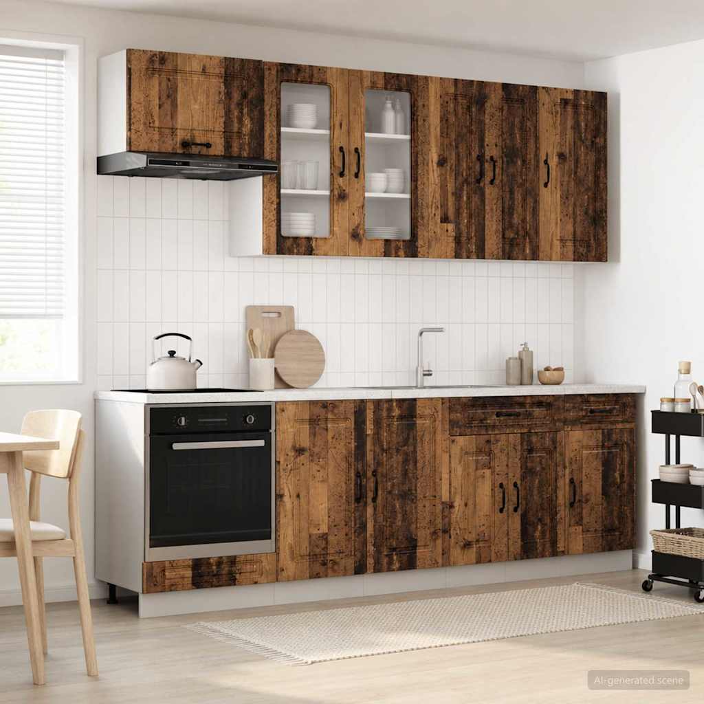 vidaXL Keukenblok KALMAR 8 pcs Wit Bewerkt hout