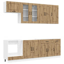 vidaXL Keukenblok KALMAR 8 pcs Wit Bewerkt hout