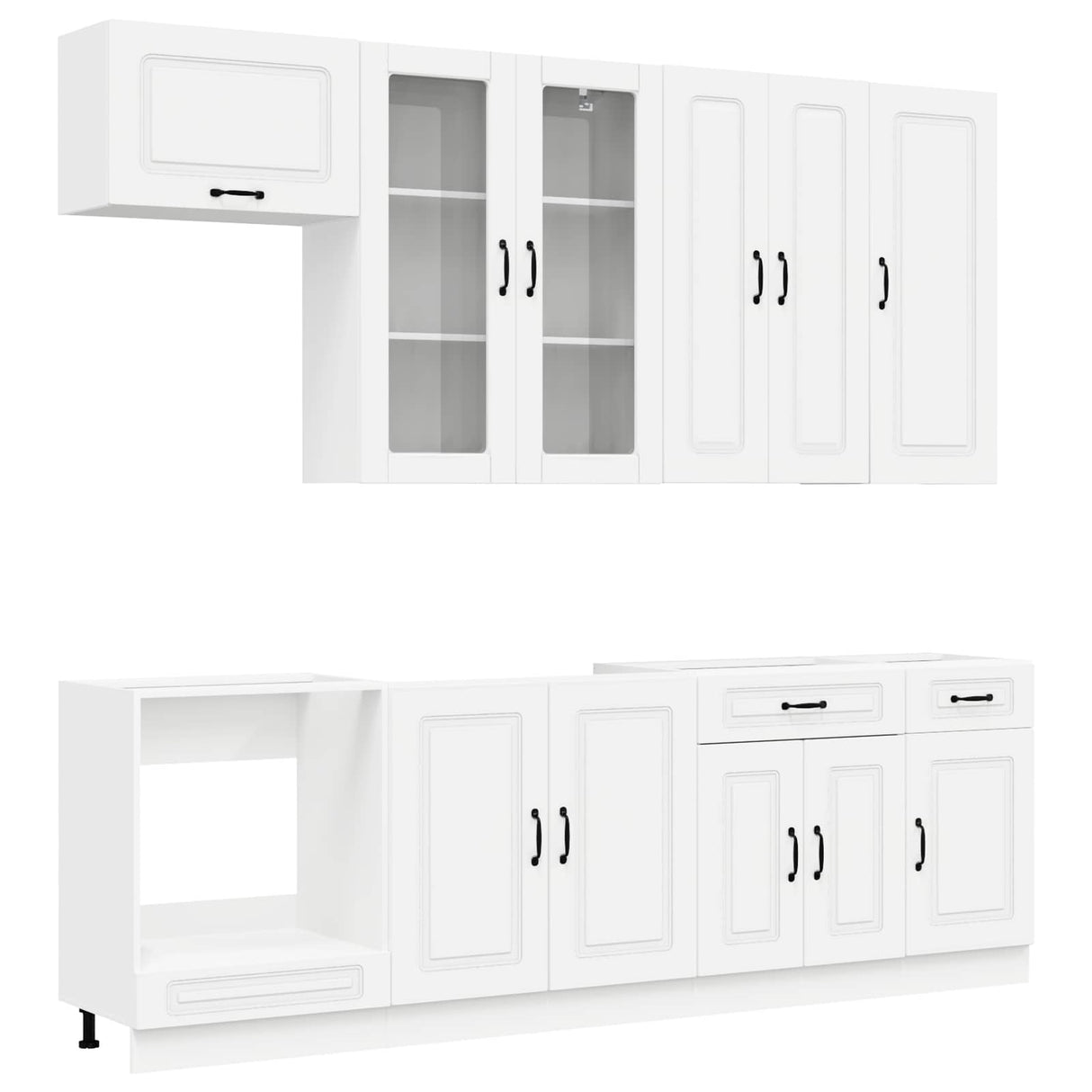 vidaXL Keukenblok KALMAR 8 pcs Wit Bewerkt hout