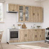 vidaXL Keukenblok KALMAR 8 pcs Wit Bewerkt hout