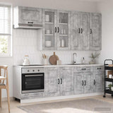 vidaXL Keukenblok KALMAR 8 pcs Wit Bewerkt hout