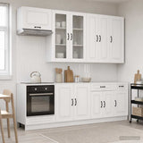 vidaXL Keukenblok KALMAR 8 pcs Wit Bewerkt hout