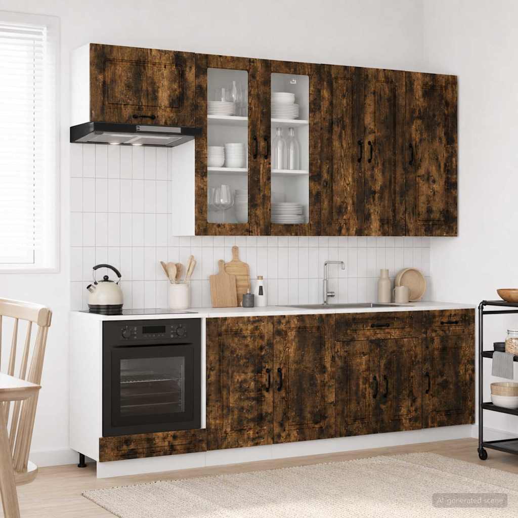 vidaXL Keukenblok KALMAR 8 pcs Wit Bewerkt hout