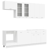 vidaXL Keukenblok LYON 8 pcs Wit Bewerkt hout