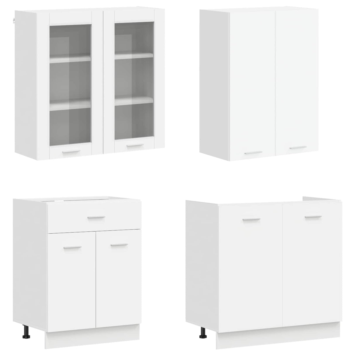vidaXL Keukenblok LYON 8 pcs Wit Bewerkt hout