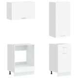 vidaXL Keukenblok LYON 8 pcs Wit Bewerkt hout