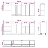vidaXL Keukenblok LYON 8 pcs Wit Bewerkt hout