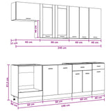 vidaXL Keukenblok LYON 8 pcs Wit Bewerkt hout
