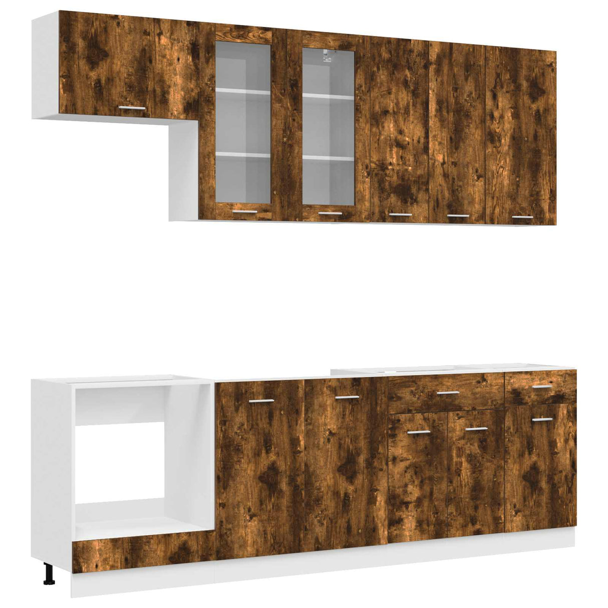 vidaXL Keukenblok LYON 8 pcs Wit Bewerkt hout