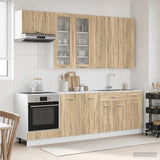 vidaXL Keukenblok LYON 8 pcs Wit Bewerkt hout