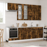 vidaXL Keukenblok LYON 8 pcs Wit Bewerkt hout